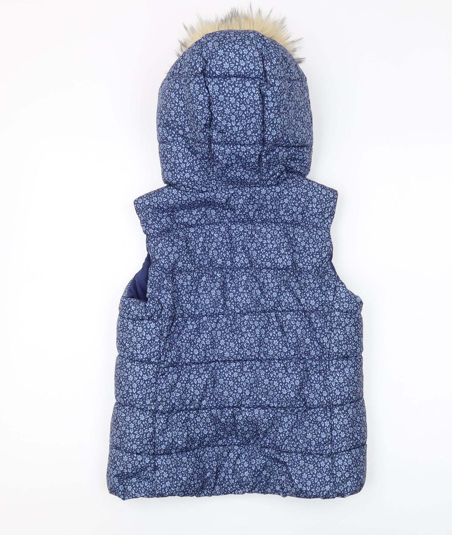 GapKids Girls Blue XXL Puffer Jacket with Fur Trim