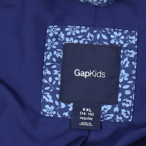 GapKids Girls Blue XXL Puffer Jacket with Fur Trim