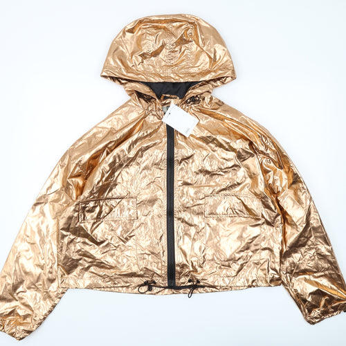 ASOS Gold Windbreaker Jacket Women Size 12 Casual Hooded