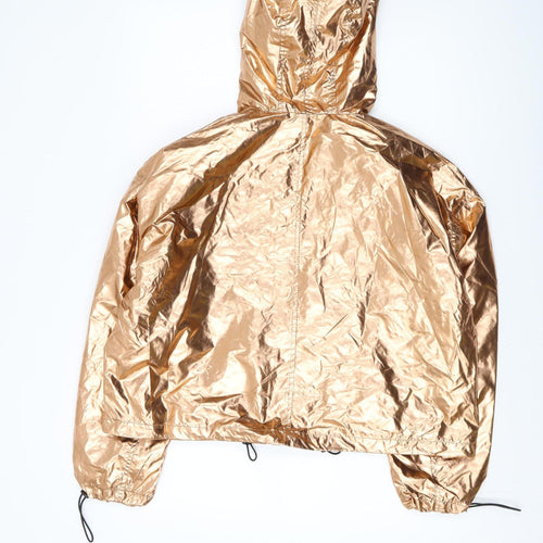 ASOS Gold Windbreaker Jacket Women Size 12 Casual Hooded