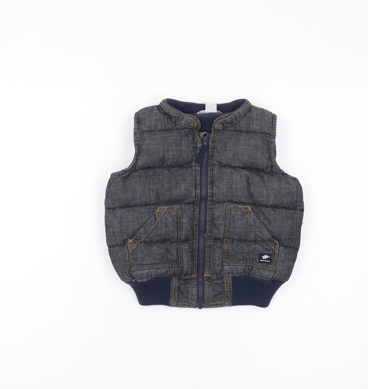 H&M Unisex Baby Grey Puffer Vest 12 Months Casual Sleeveless