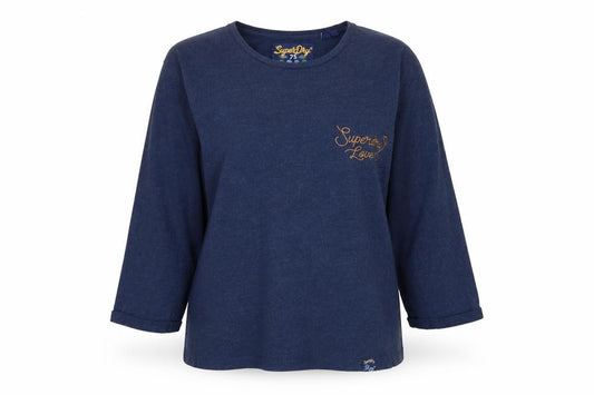 Front view of Superdry Women's Blue T-Shirt, size 8, Regular Fit