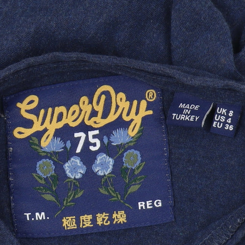 Superdry Women's Blue T-Shirt Size 8 Regular Fit