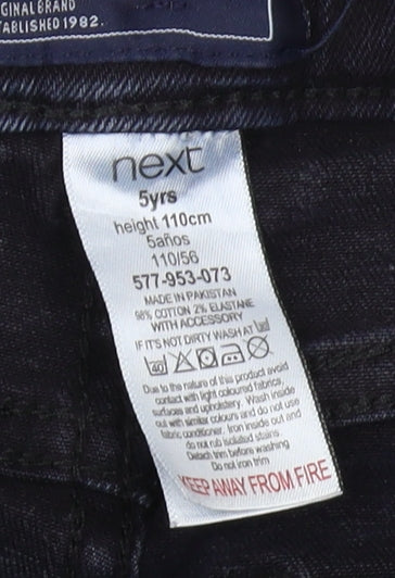 Next Boys Black Skinny Jeans 5 Years Slim Fit Elastic Waist