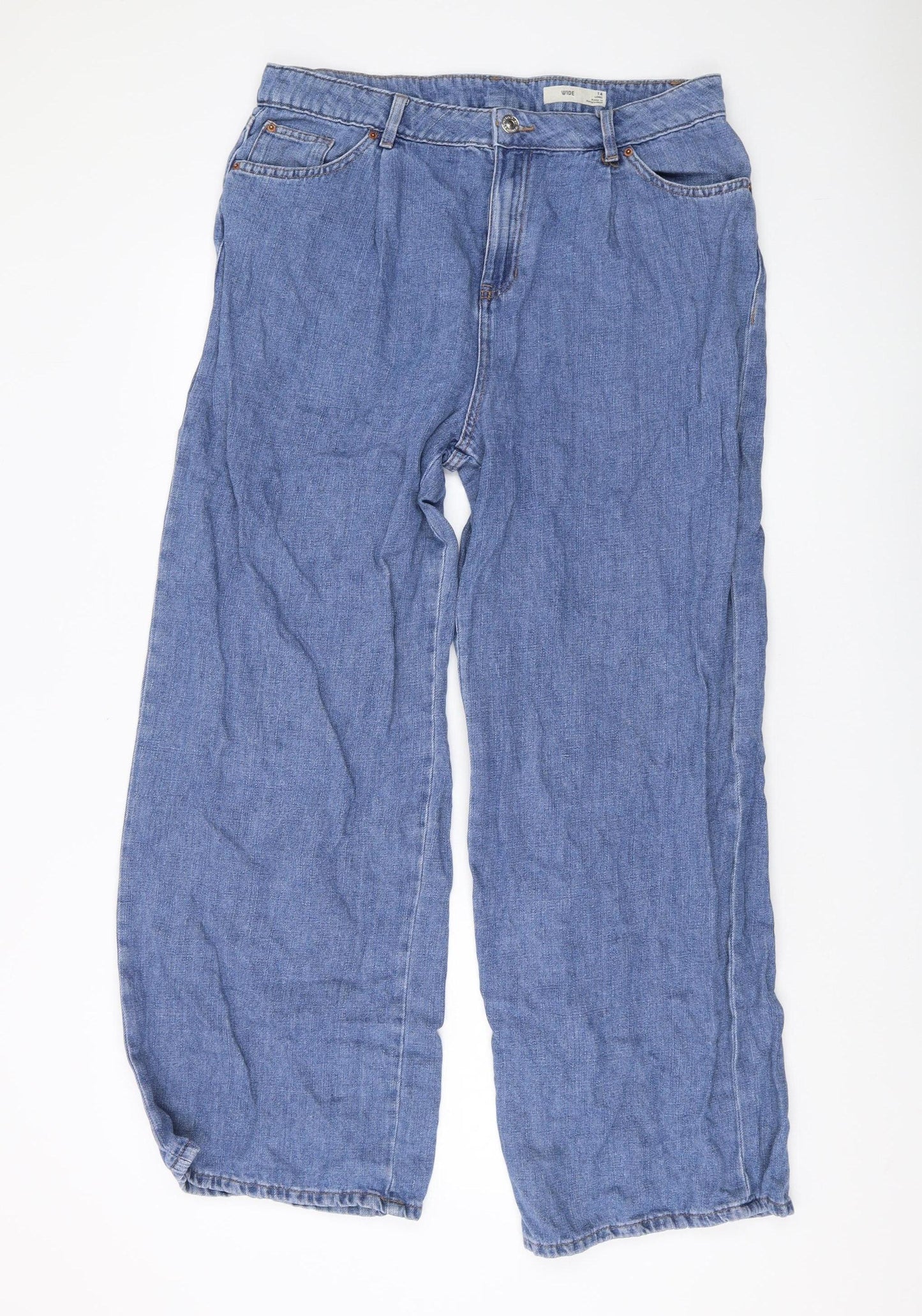 Marks and Spencer Women's Blue Wide-Leg Jeans Size 14