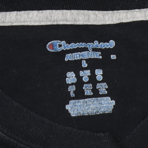 Champion Men's Black T-Shirt, Large, Short Sleeve
