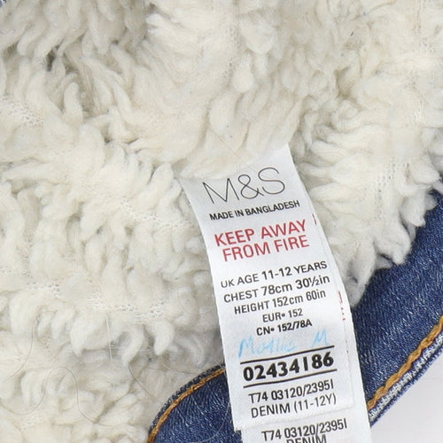 Marks and Spencer Girls Blue Denim Jacket 11-12 Years
