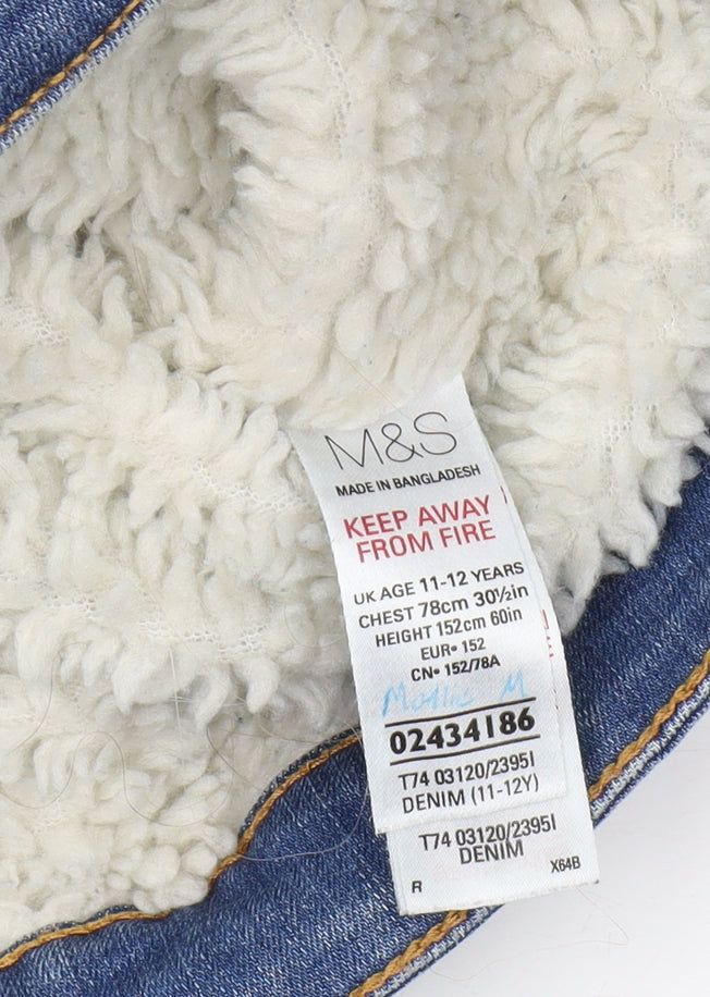 Marks and Spencer Girls Blue Denim Jacket 11-12 Years