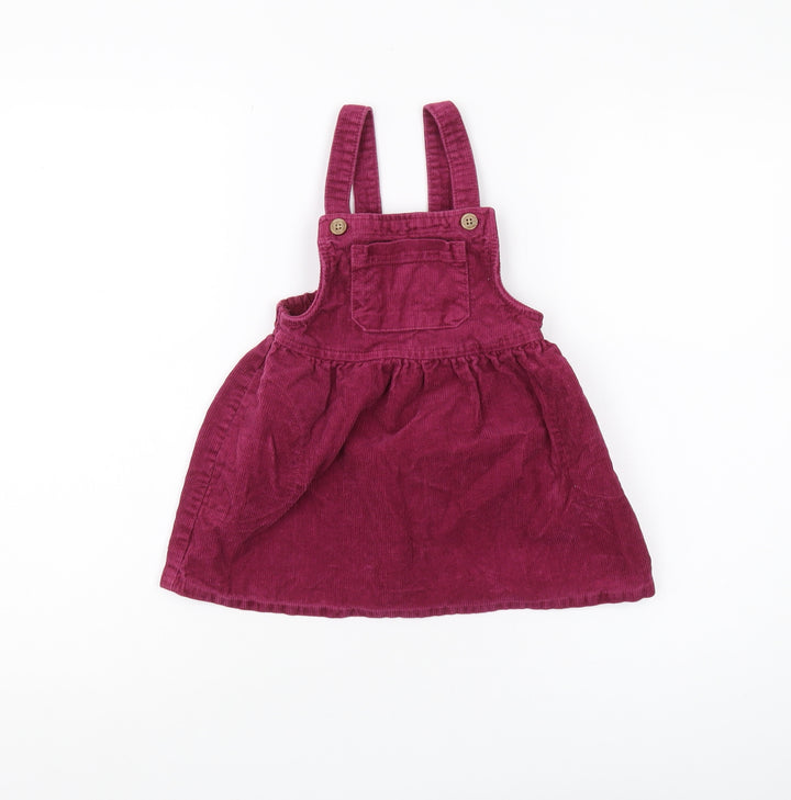 Next Girls Red Corduroy Pinafore Dress 18-24 Months