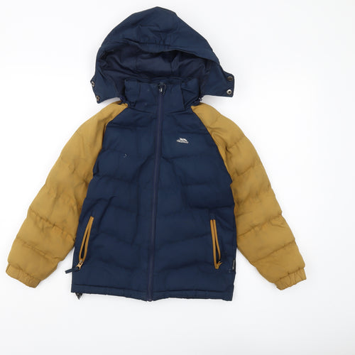 Trespass Boys Blue Puffer Jacket Hooded Waterproof 5-6 Years