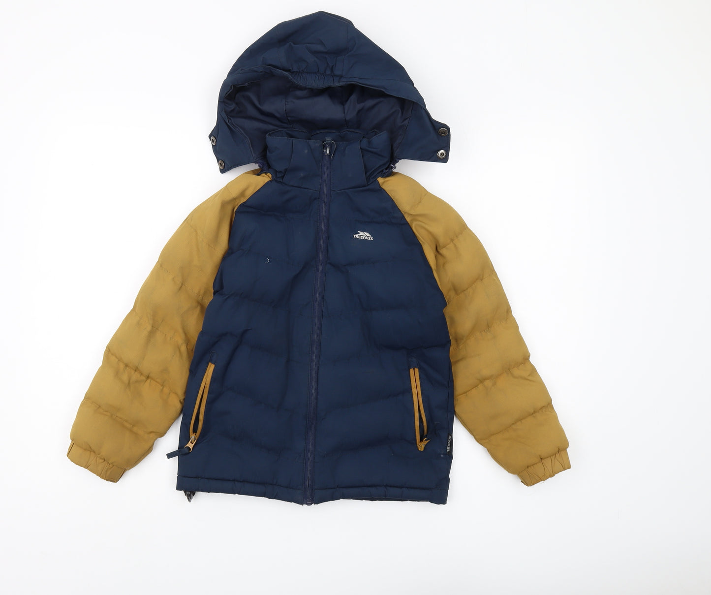 Trespass Boys Blue Puffer Jacket Hooded Waterproof 5-6 Years