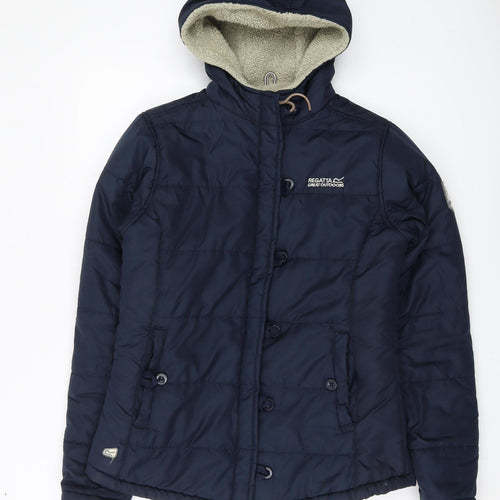 Regatta Women's Blue Puffer Jacket Size 12 Hooded Casual