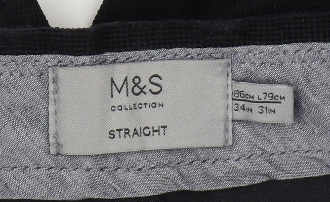 Marks and Spencer Men's Black Straight Trousers 34