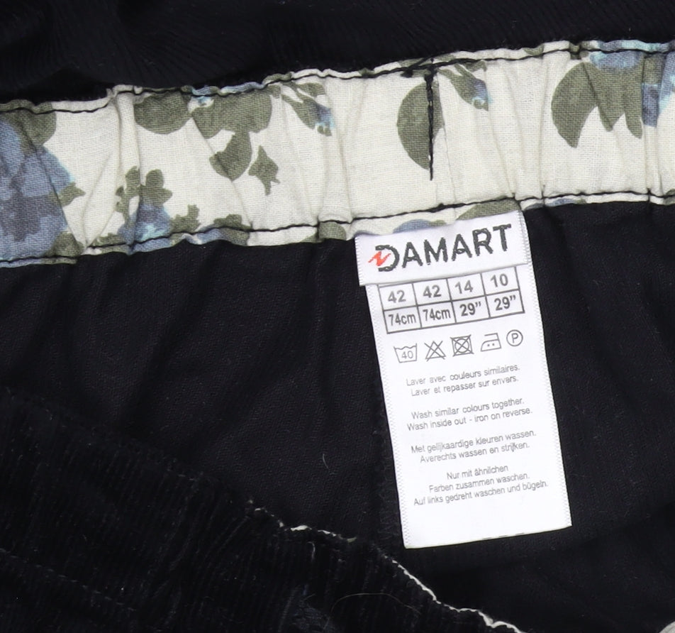Damart Women's Black Corduroy Jogger Trousers - Size 14