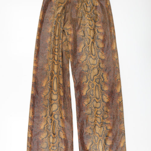 Oh Polly Women's Brown Animal Print Trousers