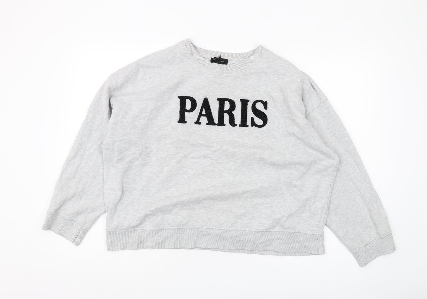 New Look Women's Grey Paris Pullover Sweatshirt L