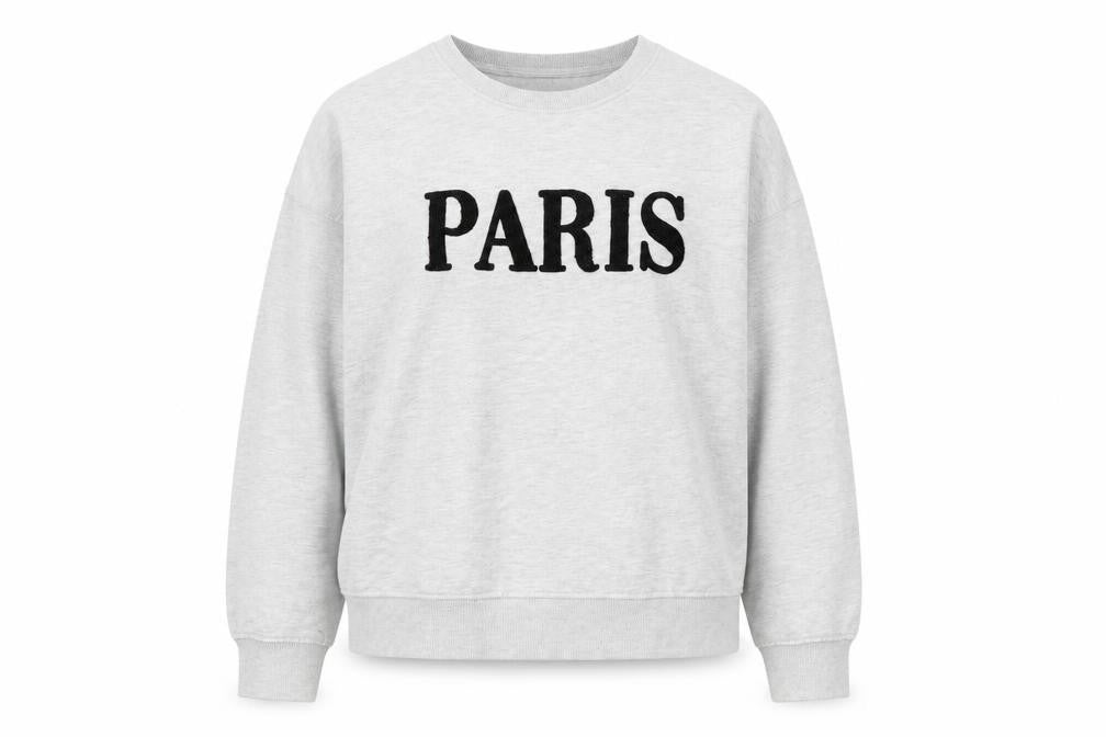 Front view of New Look Women's Grey Paris Pullover Sweatshirt L