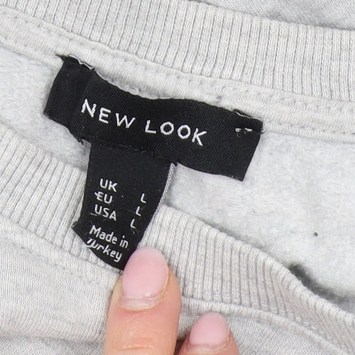 New Look Women's Grey Paris Pullover Sweatshirt L