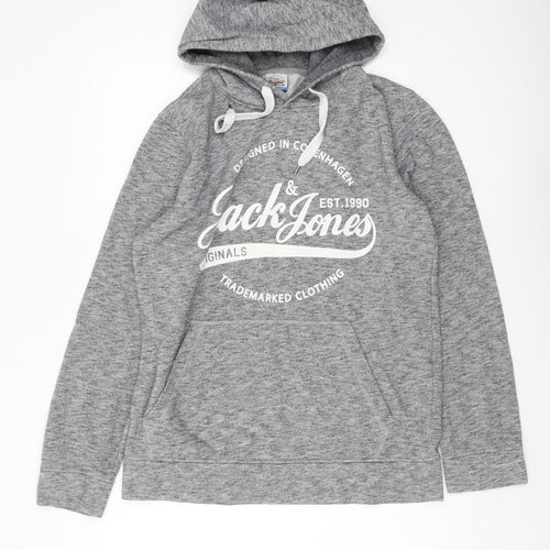 Jack & Jones Men's Grey Pullover Hoodie Size L