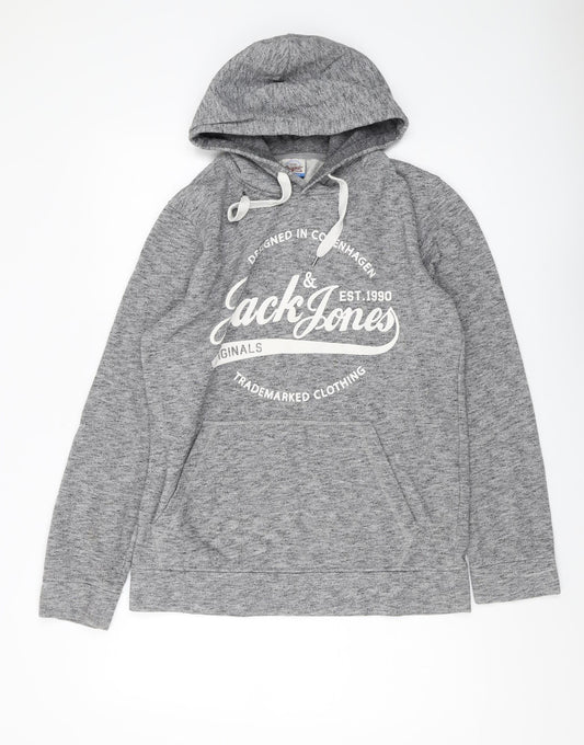 Jack & Jones Men's Grey Pullover Hoodie Size L