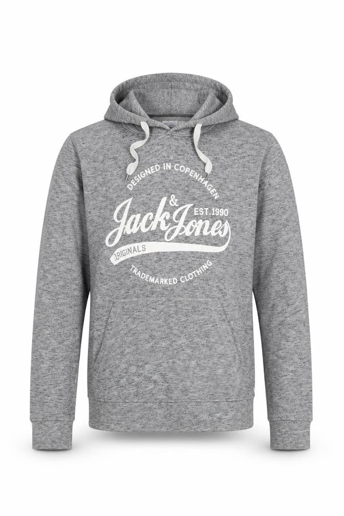 Jack & Jones Men's Grey Pullover Hoodie Size L