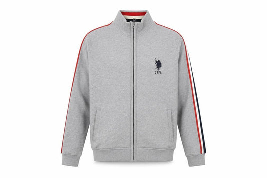 Front view of U.S. Polo Assn. Men's Grey Full Zip Sweatshirt M