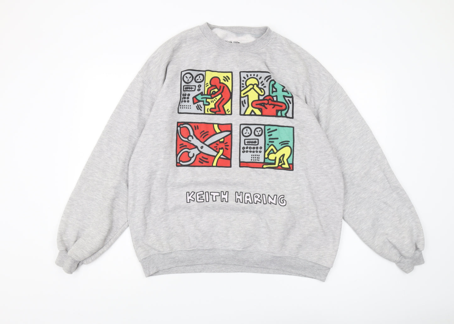 Keith Haring Unisex Grey Graphic Sweatshirt, M