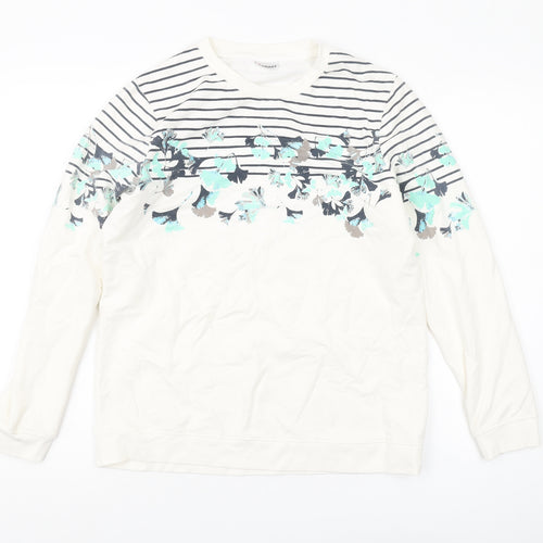 Damart Women's Ivory Floral Pullover Sweatshirt Size 14
