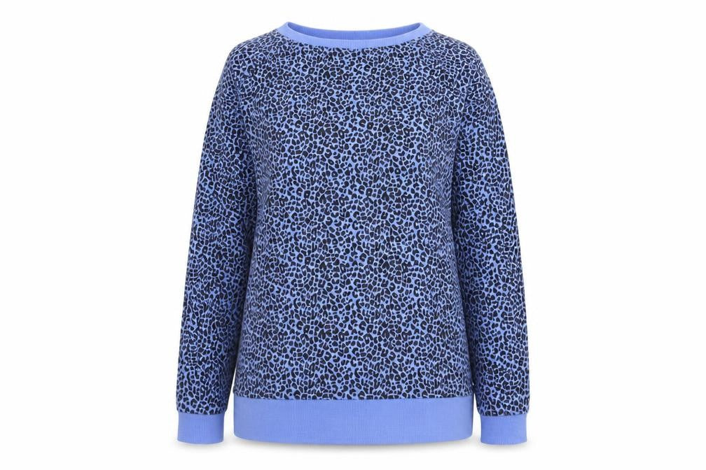 Front view of John Lewis Women's Blue Animal Print Pullover, size 10