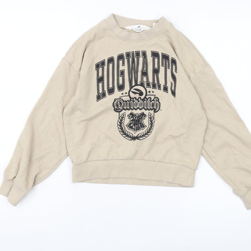 H&M Girls Beige Hogwarts Sweatshirt, Size 9-10
