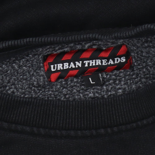 Urban Threads Men's Black Pullover Sweatshirt L