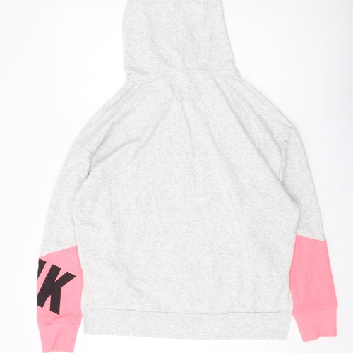 Victoria's Secret Women's Grey & Pink Full Zip Hoodie M