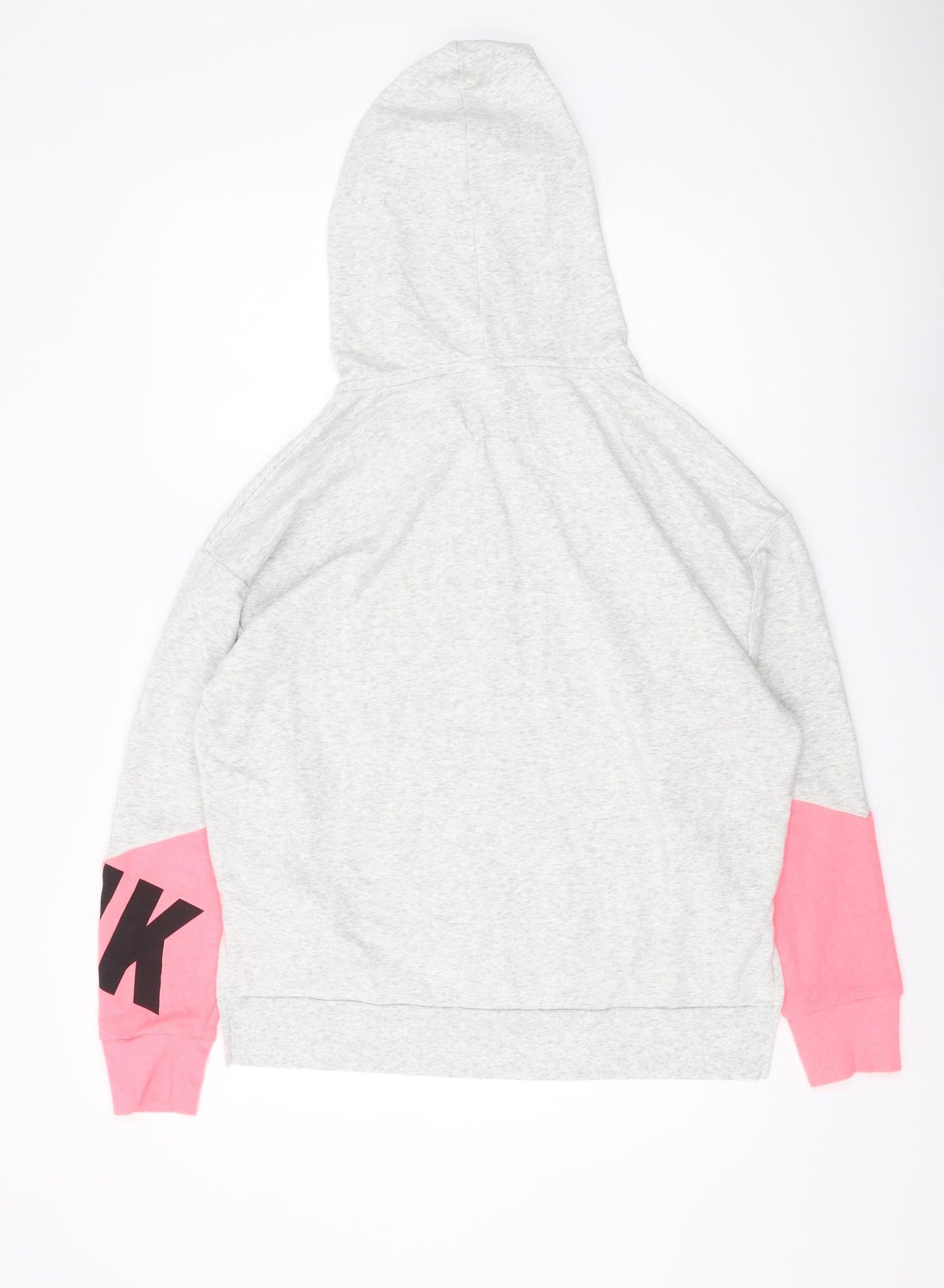 Victoria's Secret Women's Grey & Pink Full Zip Hoodie M