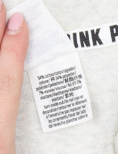 Victoria's Secret Women's Grey & Pink Full Zip Hoodie M