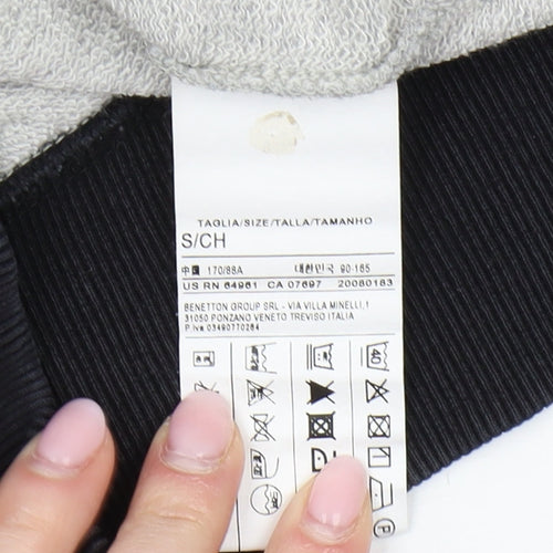 Benetton Men's Grey Pullover Sweatshirt - Size S, Crew Neck