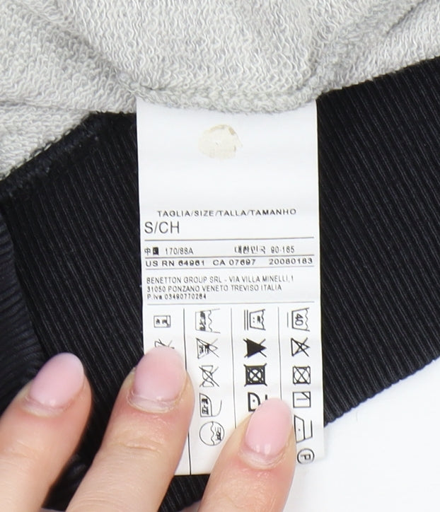 Benetton Men's Grey Pullover Sweatshirt - Size S, Crew Neck