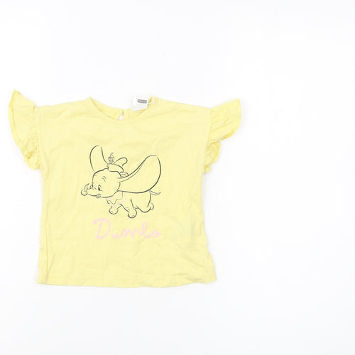 LC Waikiki Girls Yellow Dumbo T-Shirt, 12-18 Months, 100% Cotton