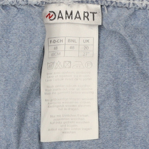 Damart Women's Blue Paisley A-Line Cotton Skirt