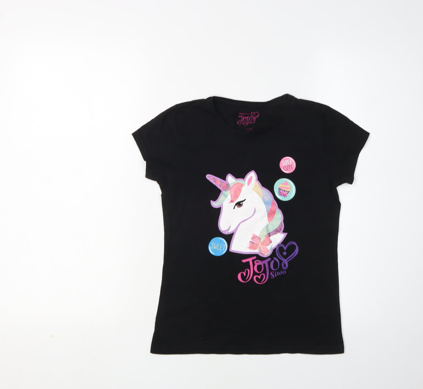JoJo Siwa Girls Black Unicorn T-Shirt, Age 9-10, Cute & Glittery