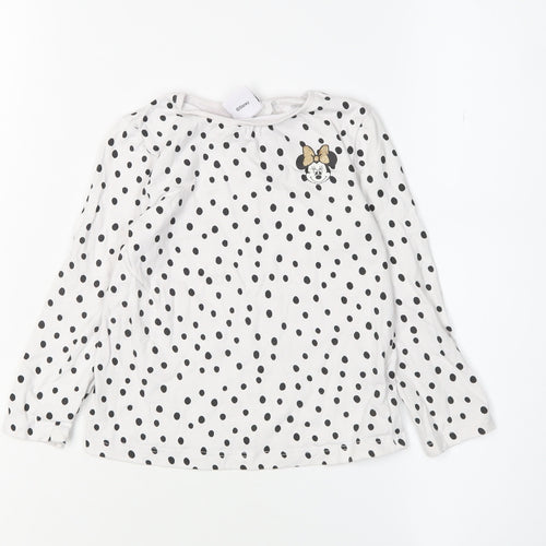 Disney Girls White Polka Dot Minnie Mouse Long Sleeve T-Shirt