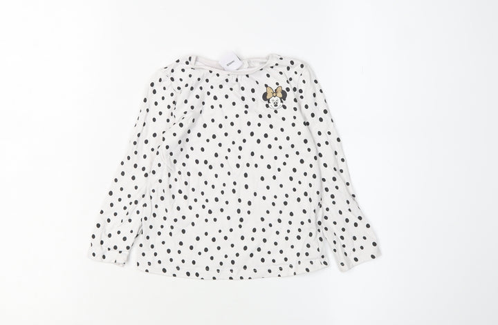 Disney Girls White Polka Dot Minnie Mouse Long Sleeve T-Shirt