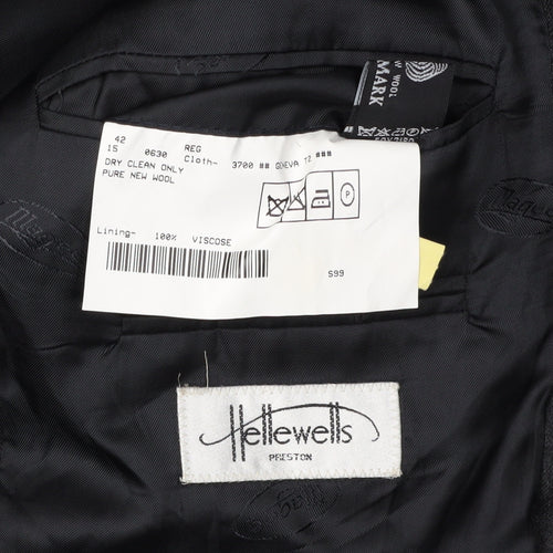 Hellewells Men's Black Wool Blazer - 42 Regular, Classic Look