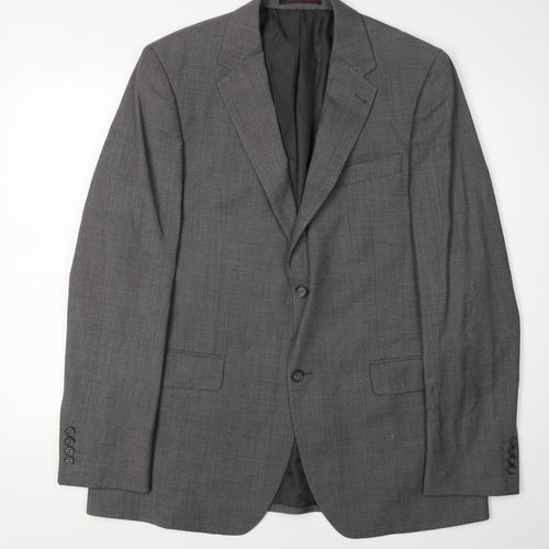 Jeff Banks Men's Grey Single-Breasted Wool Blazer 42L