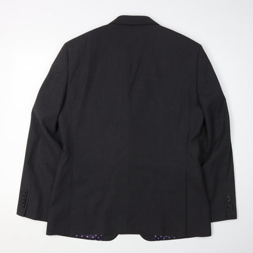 T.M. Lewin Men’s Black Regular Fit Wool Blazer 41R