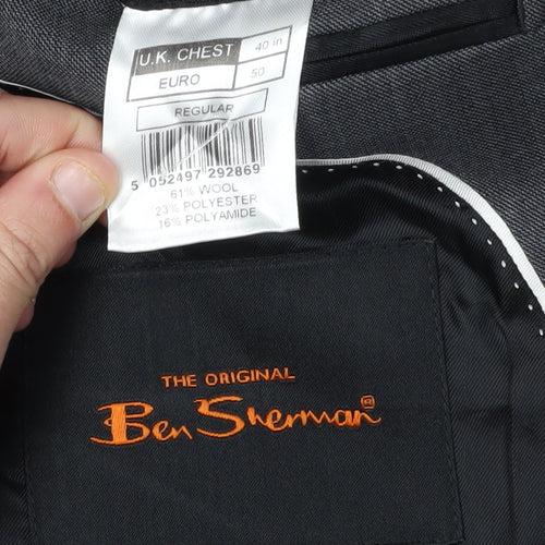 Ben Sherman Men's Grey Wool Blend Suit Jacket Size 40 Regular