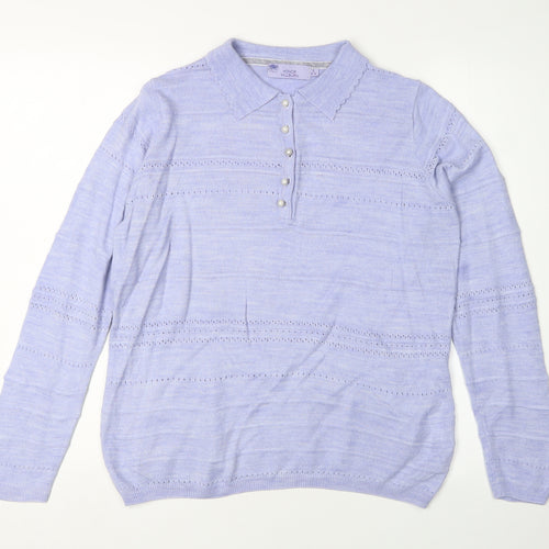 Honor Millburn Women's Purple Henley Jumper S