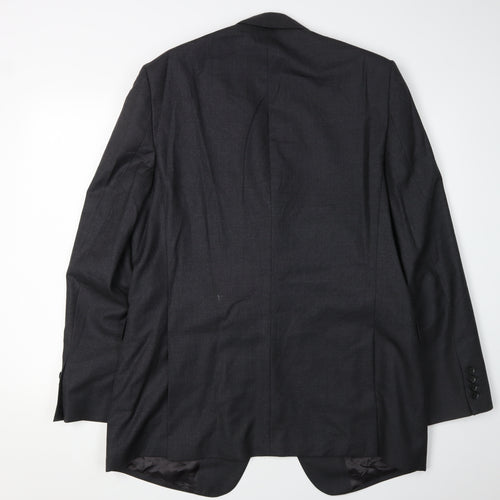 Jaeger Men's Black Blazer 44L Wool Formal