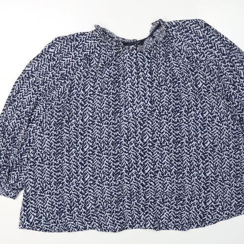 Whistles Women's Blue Patterned Blouse UK 12