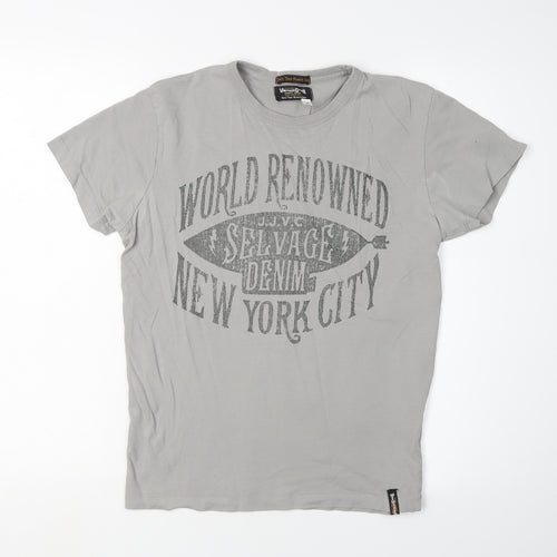Jack & Jones Grey Cotton T-Shirt, Men's S, Graphic Print