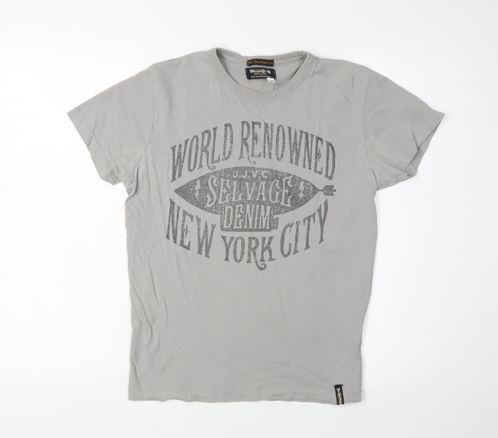 Jack & Jones Grey Cotton T-Shirt, Men's S, Graphic Print